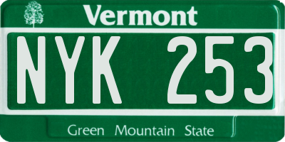 VT license plate NYK253