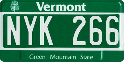 VT license plate NYK266