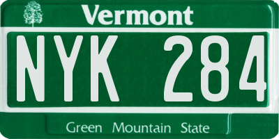 VT license plate NYK284
