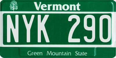 VT license plate NYK290