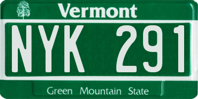 VT license plate NYK291