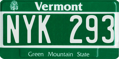 VT license plate NYK293