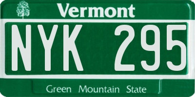 VT license plate NYK295