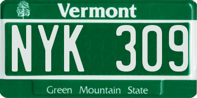 VT license plate NYK309
