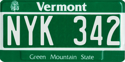 VT license plate NYK342