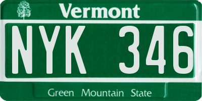 VT license plate NYK346