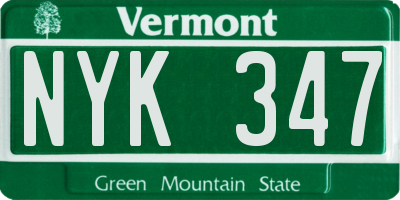VT license plate NYK347