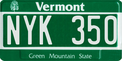 VT license plate NYK350