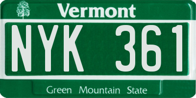 VT license plate NYK361