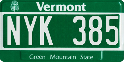 VT license plate NYK385