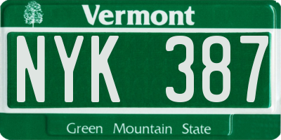 VT license plate NYK387