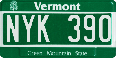 VT license plate NYK390