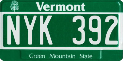 VT license plate NYK392