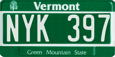 VT license plate NYK397