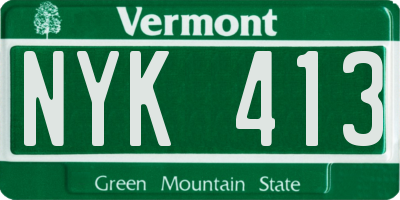 VT license plate NYK413