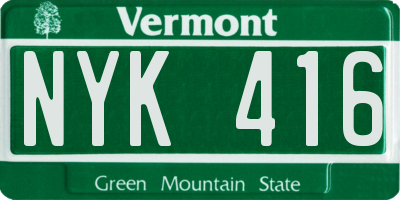 VT license plate NYK416