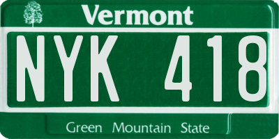 VT license plate NYK418
