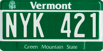 VT license plate NYK421