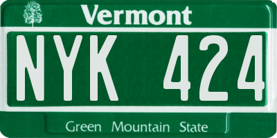 VT license plate NYK424