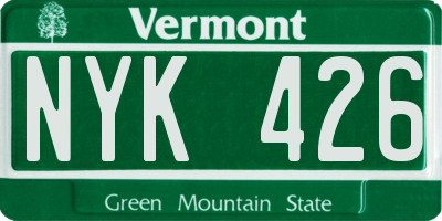 VT license plate NYK426