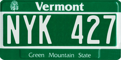 VT license plate NYK427