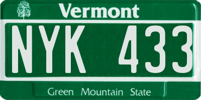 VT license plate NYK433