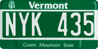 VT license plate NYK435
