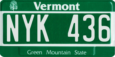 VT license plate NYK436