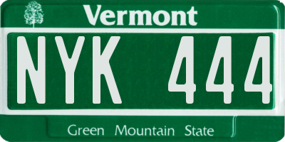 VT license plate NYK444