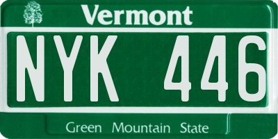 VT license plate NYK446