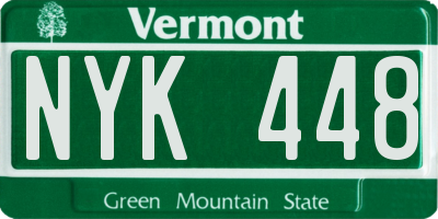 VT license plate NYK448