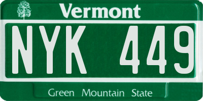 VT license plate NYK449
