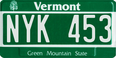 VT license plate NYK453