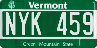 VT license plate NYK459