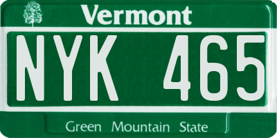 VT license plate NYK465