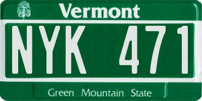 VT license plate NYK471
