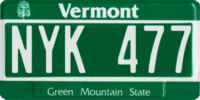 VT license plate NYK477