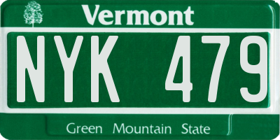 VT license plate NYK479