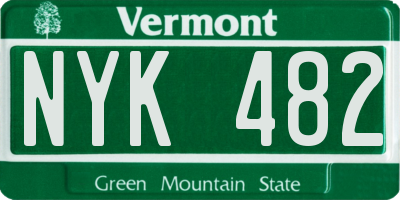 VT license plate NYK482