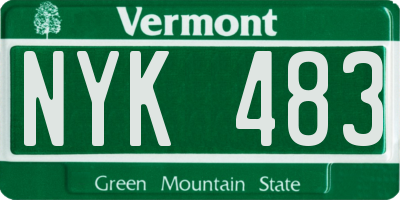 VT license plate NYK483