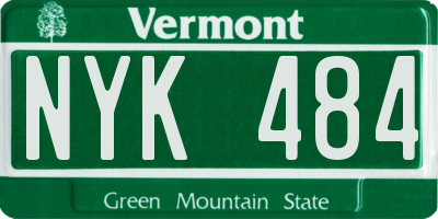 VT license plate NYK484