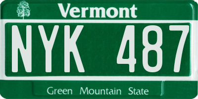 VT license plate NYK487