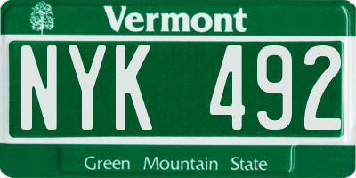 VT license plate NYK492