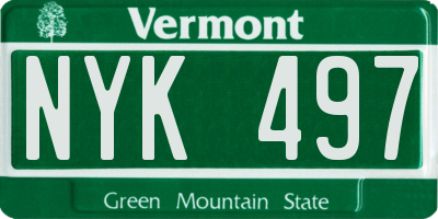 VT license plate NYK497