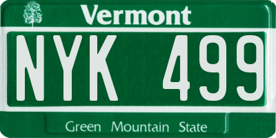 VT license plate NYK499