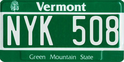 VT license plate NYK508