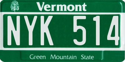 VT license plate NYK514