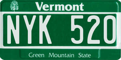 VT license plate NYK520