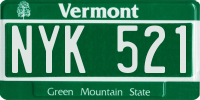VT license plate NYK521