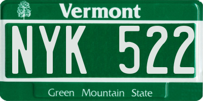 VT license plate NYK522